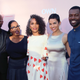 (L-R) Director Salim Akil, actress Oprah Winfrey, writer Mara Brock Akil, and actors Michele Weaver and William Catlett attend the premiere of OWN’s ‘Love Is_’ on June 11, 2018 in Los Angeles, California.